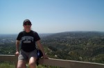 Lorie at the summit of Mt. Hollywood. Yes, that is a hazy Pacific Ocean behind her.