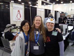 LinuxChix LA @ SCaLE 14x!!!!! Yeah! We won the award for "Biggest SCaLE Spirit!" Thank you to our friends and family of SCaLE and we will miss you till next year smile emoticon #scale14x — with Betty Chung and Sharon Lake at SCALE.